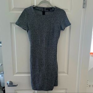 Banana Republic Gray Tweed Bouclé Sheath Dress Asymmetrical Hem